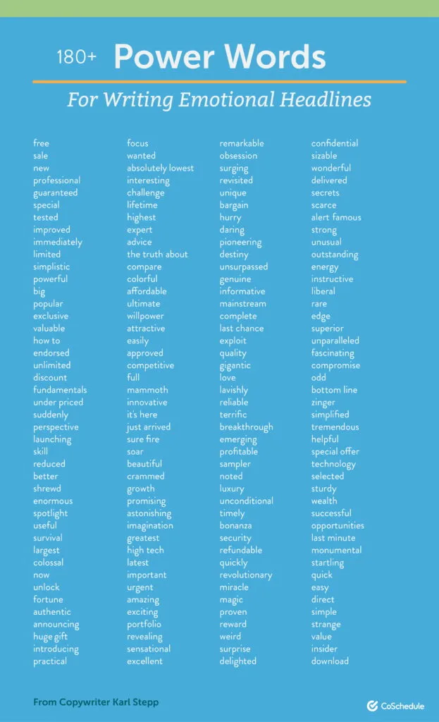 180+ power words for writing emotional headlines