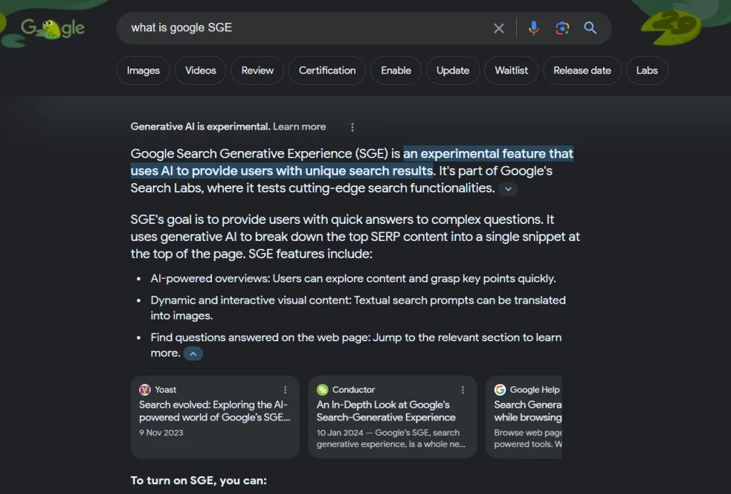 What is Google SGE?